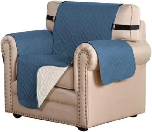 Miniatura 67 de H.VERSAILTEX Funda reversible para silla, protector de muebles antideslizante, resistente al agua, con correas elásticas de 2 pulgadas