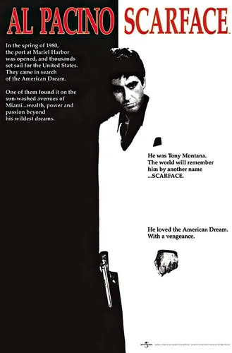 Miniatura 30 de Películas favoritas de los 80 - Scarface - Póster de película (estilo regular) (tamaño: 27" x 39")