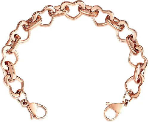 Miniatura 13 de LinnaLove Pulsera de alerta médica intercambiable de acero inoxidable con eslabones de corazón