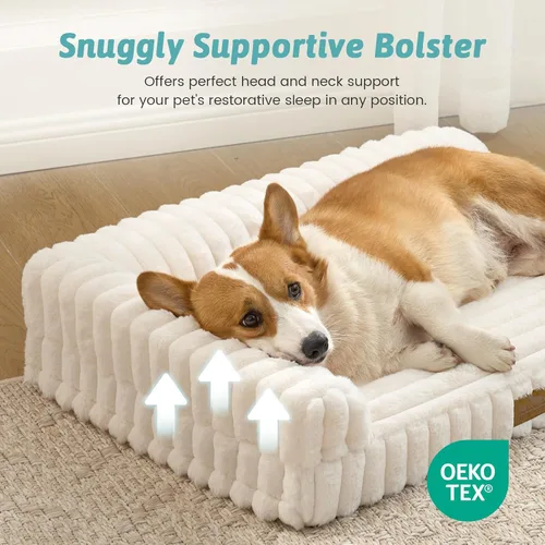 Miniatura 6 de COZY KISS Cama para perros pequeños de piel de conejo sintética, sofá ortopédico de espuma de 30 x 20 pulgadas con lados, funda extraíble lavable