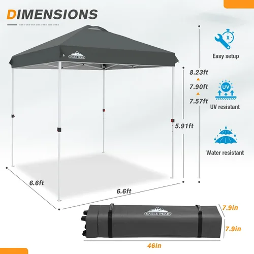 Miniatura 339 de EAGLE PEAK Tienda de campaña desplegable con bolsa de transporte con ruedas, 8 estacas, 4 cuerdas, 4 bolsas de peso, toldo de tienda de campaña