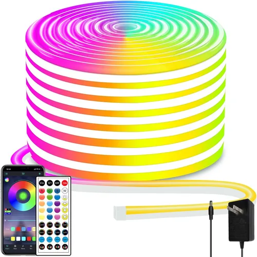 Miniatura 8 de segrass Cuerda de luz de neón de 16.4 pies, cuerda de luces LED flexible con control por aplicación/control remoto, luces de cuerda de múltiples