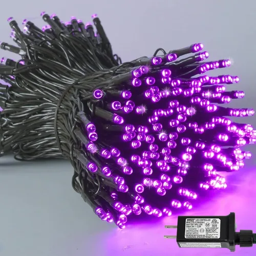 Miniatura 10 de YEGUO 200 luces LED de 66 pies para Navidad, exteriores, impermeables, cadena de luces blancas cálidas para interiores, 8 modos, cable verde, luz