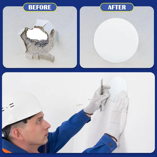 Miniatura 3 de Sosation 6 piezas de placa de techo cubierta de agujero de pared, placa plana de plástico en blanco con 48 piezas de cinta adhesiva de doble cara
