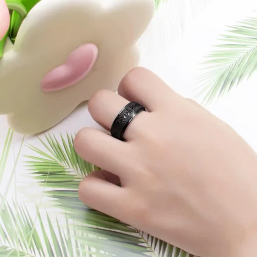 Miniatura 2 de Anillo antiestrés de titanio, de acero inoxidable para la ansiedad, tamaño 6-12, ancho 6 mm, 5 colores, para mujeres y hombres oro rosa, arco iris