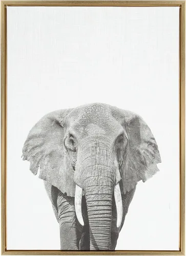 Kate and Laurel Sylvie - Lienzo enmarcado con diseño de elefante y retrato en blanco y negro, arte de pared por Simon Te Tai, 23 x 33 pulgadas,