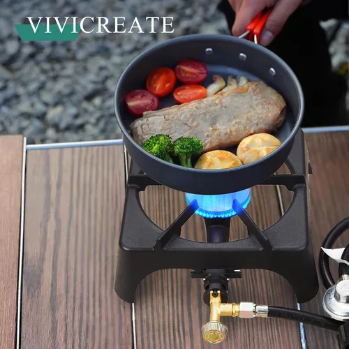 Miniatura 3 de Vivicreate 10000 BTU Propano Jardín Senderismo Campamento Cocina al aire libre Estufa con regulador CSA y manguera de gas