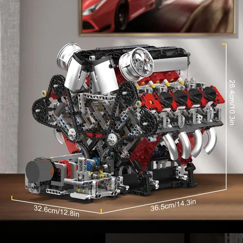 Miniatura 11 de Mould King Juegos de Bloques de Construcción de Motor V8, Kit de Modelo de Motor V8 que Funciona, Kit de Construcción de Modelo de Ingeniería MOC