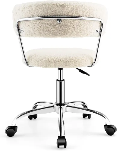 Miniatura 9 de Giantex Silla de oficina en casa, silla giratoria de piel sintética con respaldo bajo y asiento acolchado ajustable en altura, silla de tocador sin