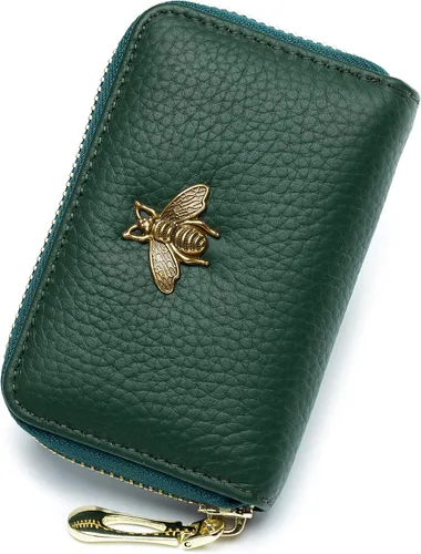 Miniatura 41 de imeetu Soporte para tarjetas de crédito RFID, cartera pequeña de cuero con cremallera para mujer