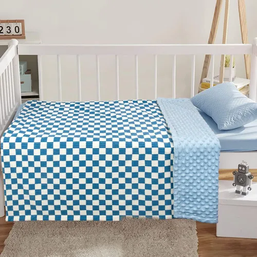 Miniatura 5 de Manta de bebé para niños y niñas, cuadrícula de tablero de ajedrez 3D, ultra suave y acogedora, manta de pana para niños pequeños, diseño a rayas