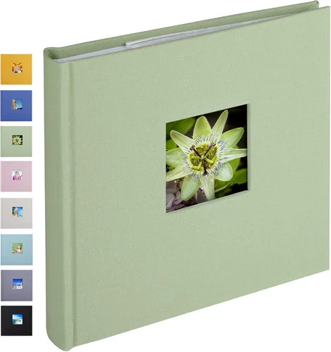 Miniatura 22 de Álbum de fotos pequeño 5x7 con capacidad para 50 fotos verticales con bolsillos de notas adhesivas, mini álbum de fotos con tapa de lino 5x7 con Gris