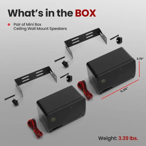Miniatura 8 de Pyramid Sistema de altavoces de 3 vías para interiores y exteriores - Par de altavoces de montaje en pared en mini caja de 3.5 pulgadas y 200 W