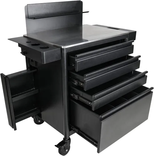 TATARTIST Carrito de salón con ruedas, estación de trabajo de tatuaje, mesa de almacenamiento, cajones de salón, carrito rodante, gabinete de spa,