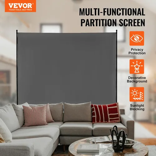 Miniatura 2 de VEVOR Divisor de habitación, divisor de habitación de un solo panel, pantalla de privacidad de 6 pies en interiores, divisor de partición para Gris