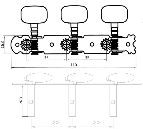 2 unids sintonizadores de guitarra clásica 3R3L cabeza de máquina clavijas de afinación llaves para guitarra acústica