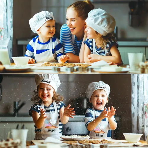 Miniatura 6 de Delantales personalizados para niños, sombrero de chef y delantal con nombre personalizado para niños, delantal para cocinar, hornear, cocina