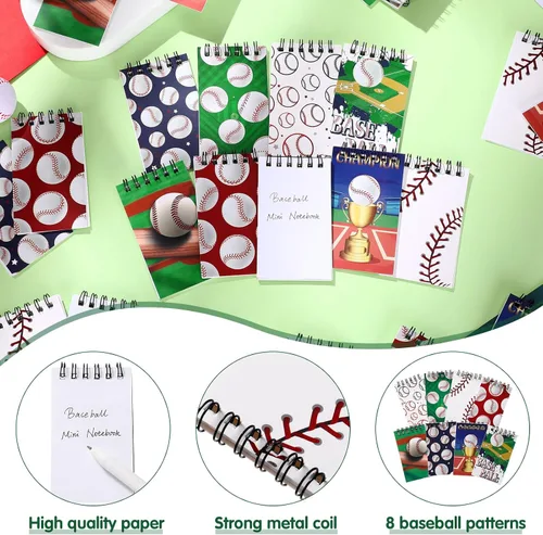 Miniatura 3 de Faccito 32 piezas de mini bloc de notas deportivos, baloncesto, béisbol, fútbol, suministros para fiestas, bolsas de regalo, bloc de notas