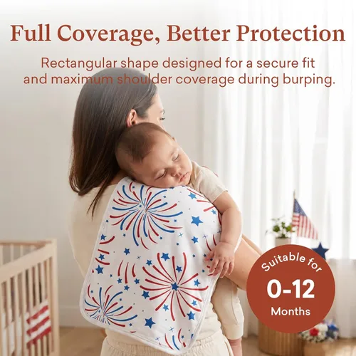 Miniatura 3 de Premium Waterproof Baby Burp Cloths 8 Pack, Extra Large 13" x 26" Soft Absorbent Burping Cloths for Newborn Infant, Patriotic 4th of July Baby