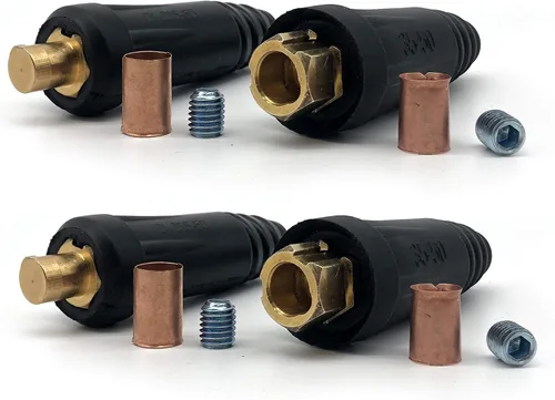 Miniatura 3 de RX WELD Par de conectores rápidos de cable de soldadura estilo DINSE (100Amp-200Amp (#6-#4) 10-25 SQ-MM 2-set)