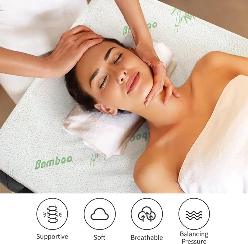 Miniatura 3 de HOMBYS Cubrecolchón de espuma viscoelástica para cama de masaje con rayón refrescante derivado de bambú, cubrecolchón de mesa de cama con pestañas