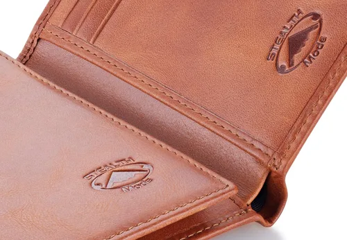 Miniatura 9 de Stealth Mode Trifold portafolios de piel RFID bloqueo, bolso para hombres