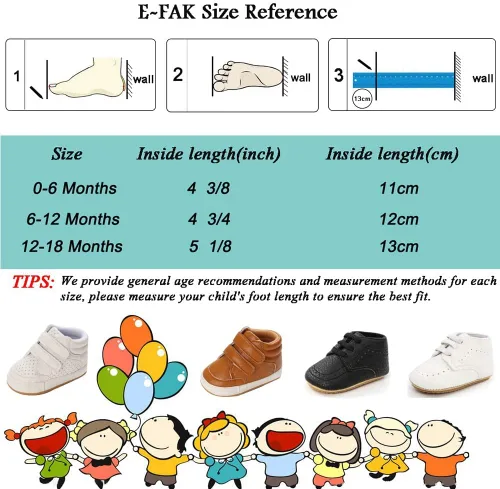 Miniatura 7 de E-FAK Zapatos de bebé para niños y niñas, zapatillas para bebés, suela de goma antideslizante, zapatos de cuna para primeros pasos de niños pequeños