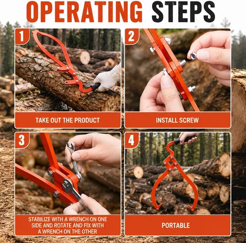 Miniatura 7 de Blulu 1 Pcs 16 Inch 2 Claw Log Tongs Logging Skidding Tongs with Non Slip Grip Stainless Steel Hand Log Grapple Lifter Handling, Dragging, Carrying