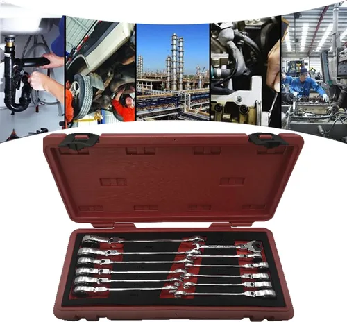 Miniatura 8 de Llave de trinquete de tubo abierto, cabeza fija flexible 2 en 1, llave de trinquete de extremo abierto, llave de trinquete de línea de combustible