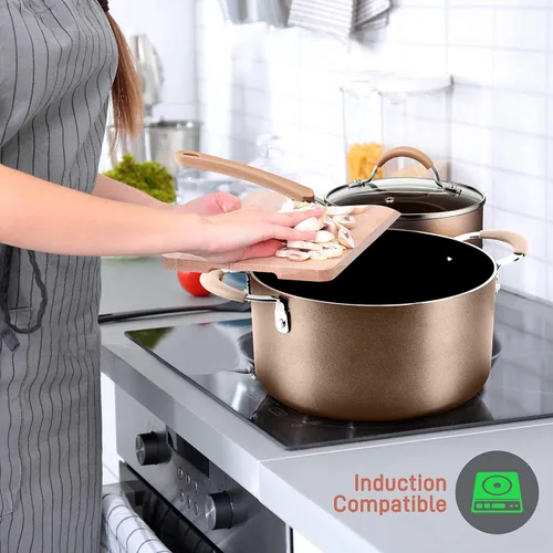 Miniatura 5 de NutriChef Utensilios de cocina antiadherentes duraderos horno holandés, olla grande 5 cuartos de galón, modelos compatibles NCCW14S y NCCW20S