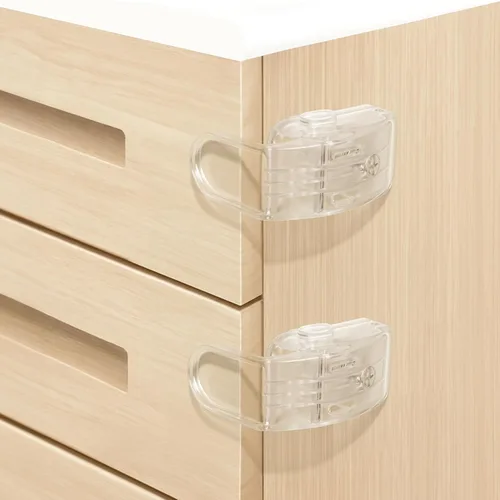 Miniatura 14 de Maveek Cajones a prueba de bebés, paquete de 4 cerraduras a prueba de niños para cajones de esquina, puertas más delgadas, gabinete, cocina