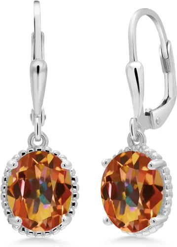 Miniatura 88 de Gem Stone King Aretes colgantes de gota para mujer, plata de ley 925, piedra natal ovalada de 0.354 x 0.276 in, joyería fina, regalos para ella