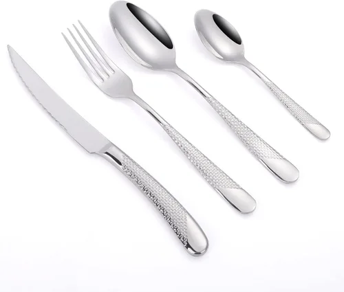 Miniatura 4 de Juego de cubiertos de 16 piezas, juego de cubiertos de acero inoxidable con cuchara y tenedor para 4, utensilios de cocina, acabado espejo, apto
