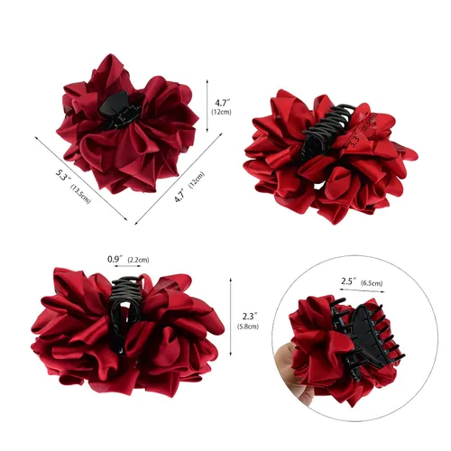 Miniatura 4 de Pinzas de mandíbula para el cabello con lazo de flores de seda, 4