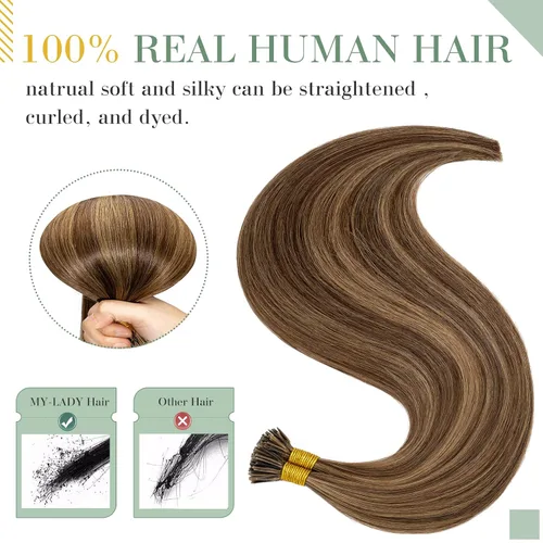 Miniatura 2 de MY-LADY Microlink - Extensiones de cabello humano con microcuentas de 14 pulgadas, extensiones de cabello rubio con micro bucle, extensiones