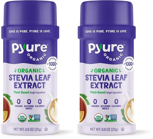 Miniatura 10 de Pyure Polvo de Extracto de Estevia Orgánico, 100% Extracto Puro de Hoja de Estevia, Sin Rellenos, Sin Azúcar, Apto para Keto, Paleo, Diabéticos