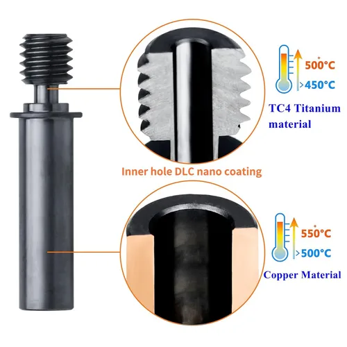 Miniatura 5 de POLISI3D Nano recubierto Ender 3 Neo Bimetálico Heatbreak Liso Titanio Cobre Garganta Todo Metal Compatible con Creality Ender 3 V2 Neo/Max Neo, CR6