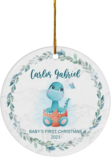 Miniatura 24 de FLOCHIL Adorno Personalizado de Primera Navidad del Bebé 2024 Niño, Adorno Colgante de Elefante de Porcelana Elefante 2