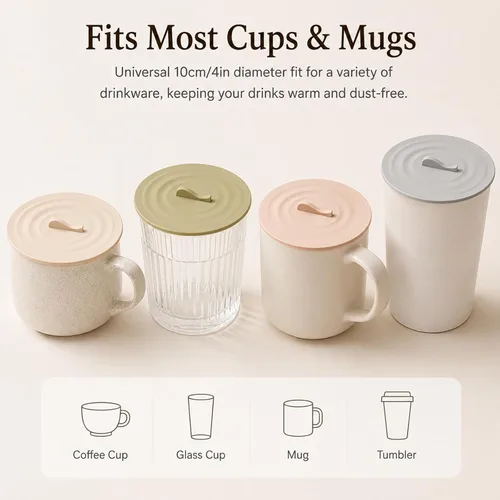 Miniatura 2 de Tapas de silicona para tazas de café, paquete de 4 fundas de silicona reutilizables para bebidas frías y calientes, cubiertas flexibles a prueba