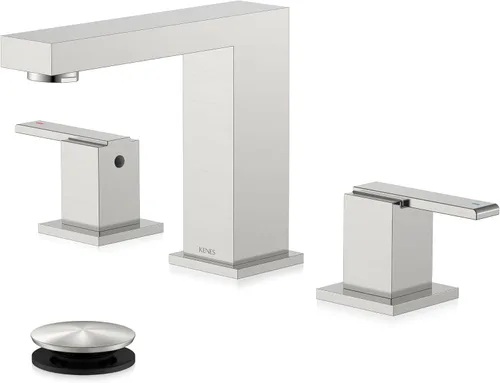 Miniatura 11 de KENES Grifo de Baño Extendido Negro Mate de Dos Manijas, Grifos de Lavabo de Baño Negro de 3 Orificios, 8 Pulgadas, Grifo de Tocador de Baño de 3