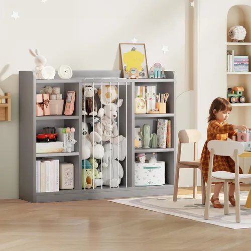 Miniatura 6 de Zoológico de animales de peluche para niños pequeños, organizador de almacenamiento de juguetes para sala de juegos, organizadores y almacenamiento