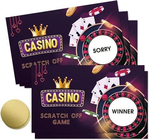 50 Psc Tarjetas de juego Casino para rascar, divertidas tarjetas de rascar de noche de casino para fiesta de apuestas, fiesta de cumpleaños, boletos