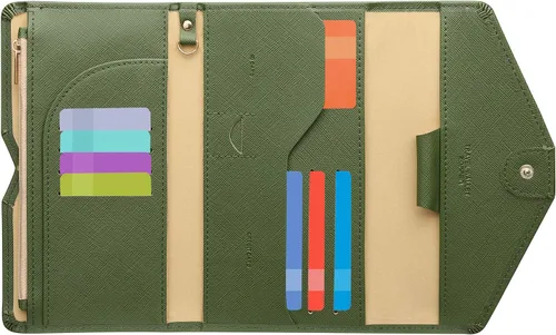 Miniatura 156 de Zoppen - Billetera de viaje con bloqueo RFID multiusos (Ver.4) Portatarjetas de pasaporte y vacunas, organizador de documentos de tres pliegues