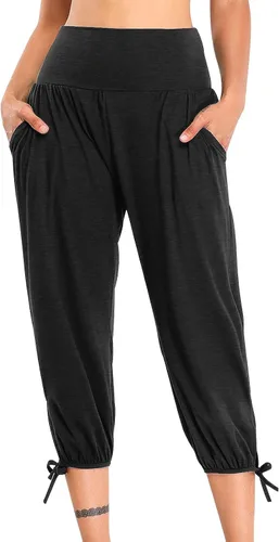 Miniatura 204 de Pantalones capri para mujer, estilo casual, de verano, elásticos, de cintura alta, pantalones de yoga, ajuste atlético, pantalones deportivos
