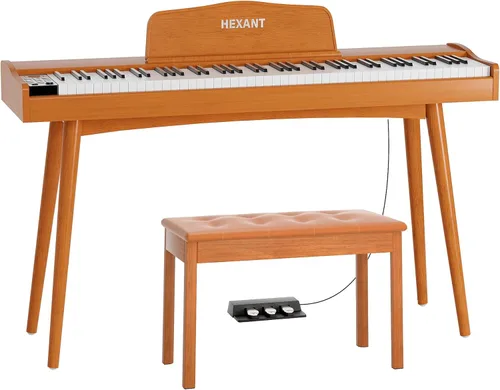Miniatura 9 de HEXANT Piano digital ponderado de 88 teclas, teclado eléctrico de tamaño completo semi-ponderado vertical con 3 pedales y teclado multifuncional