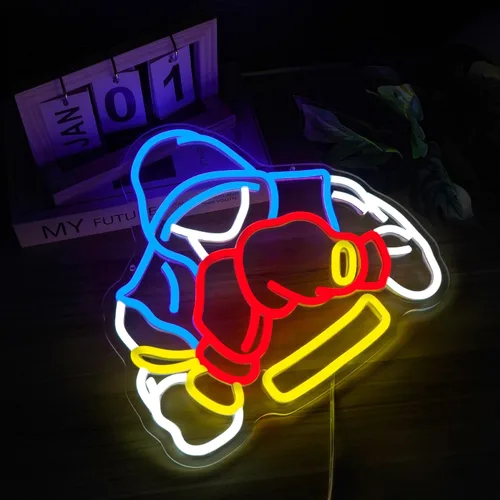 Miniatura 2 de Letrero de neón de boxeador, regalos de boxeo para hombres, luz LED de neón regulable para salas de deportes, decoración de gimnasio y cueva