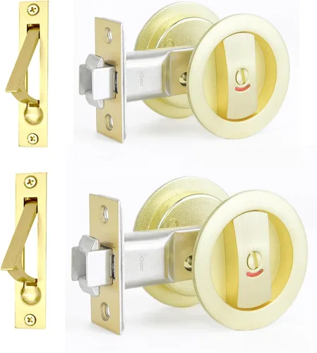 Miniatura 19 de Dontay Cerradura de indicadores codificados por color para puerta de bolsillo, cerradura de manijas de privacidad (cama/baño), fondo de 2-3/8 Negro