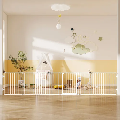 Miniatura 10 de Puerta de bebé extra ancha de 29.4 a 78 pulgadas, puertas largas para perros para puertas y escaleras, puerta de seguridad grande esencial para Negro