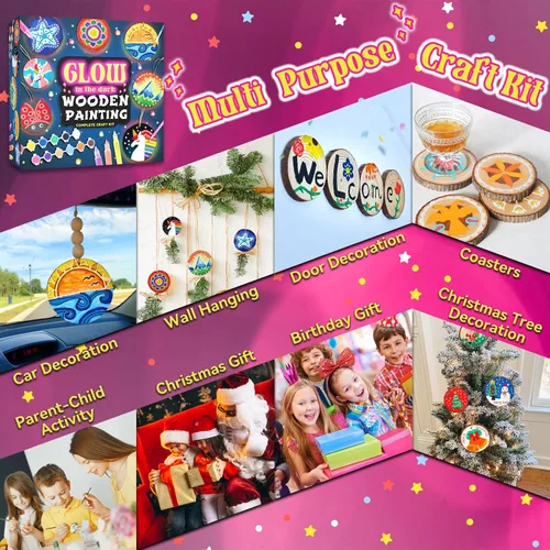 Miniatura 6 de klmars Kit de pintura de madera para niños, que brilla en la oscuridad, regalos para niños y niñas de 5 a 12 años, kits de actividades