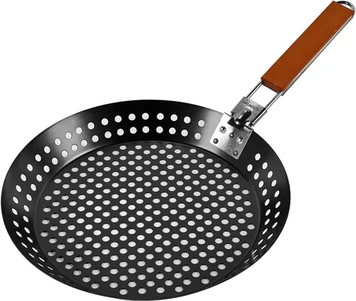 Miniatura 2 de Sartén antiadherente para parrilla de 12 pulgadas, colador grande con mango extraíble para freír en aceite abundante alimentos fritos, mariscos